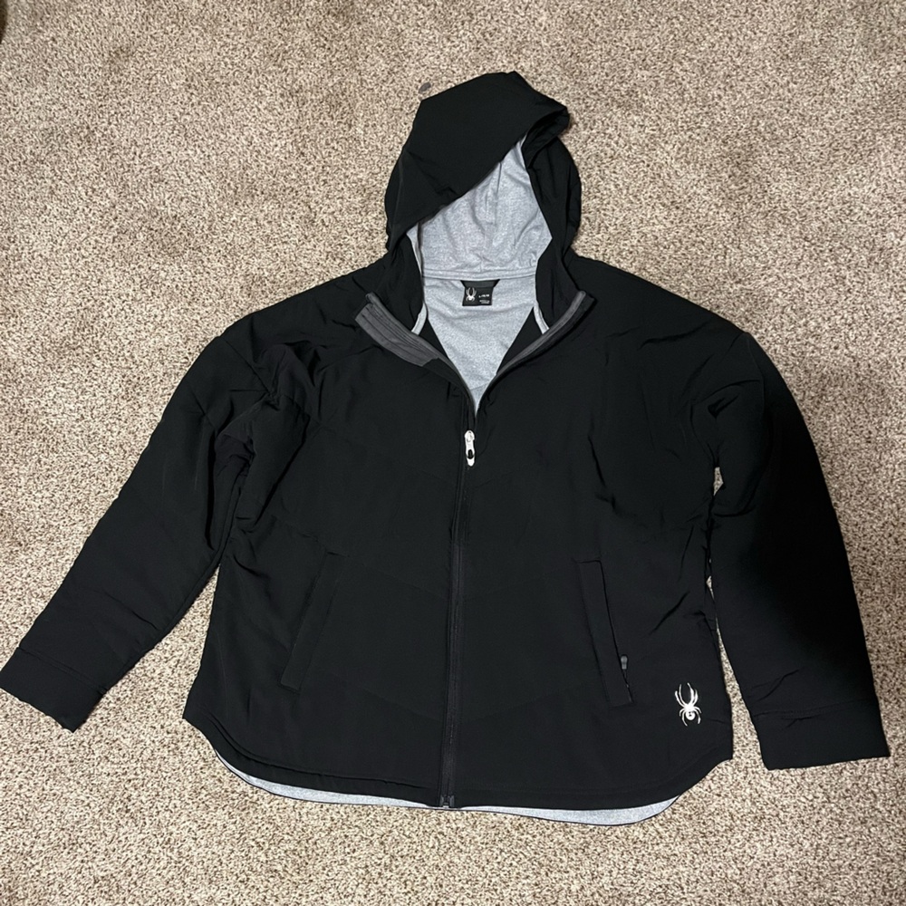 Spyder women’s size large black insulated sweatshirt material jacket